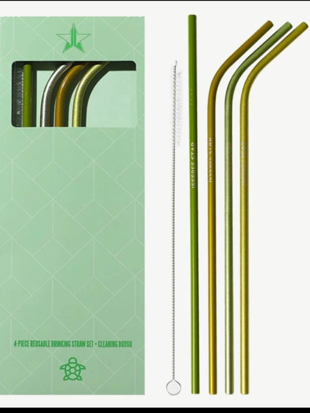 Jeffree Star Custom Green Stainless Steel Straw Set